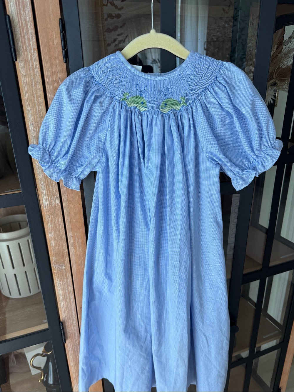 Whales smocked bishop dress vintage silly goose puff short sleeve toddler girl